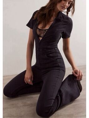 NWT Free People We The Free Jayde Flare Jumpsuit - Black Mamba